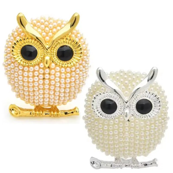 broche hibou bubo avec strass
