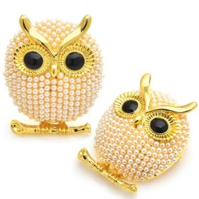 broche dorée bubo avec strass