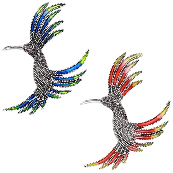 broche colibri nivy rouge ou bleu