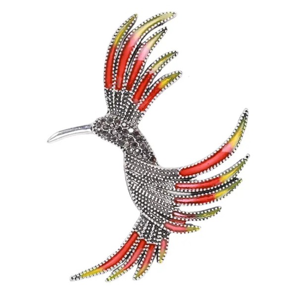 broche oiseau nivy en forme de colibri avec ailes rouges