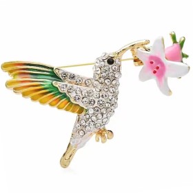 broche colibri elio avec fleur