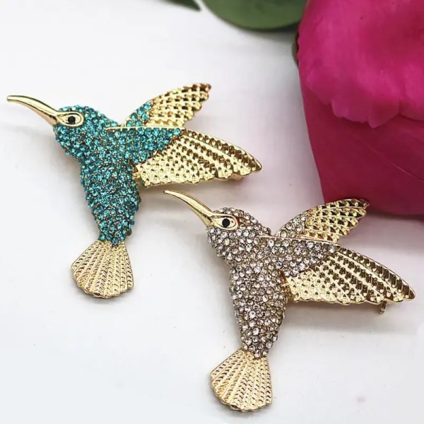 broche oiseau mouche zuri avec strass