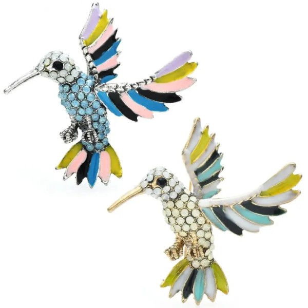 broche colibri ayla bleu et blanc