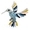 broche oiseau bleu ayla avec strass et ailes colorées