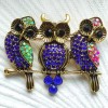 Broche Chouette Trio Saylor | Bijou Hibou Famille en Cristaux