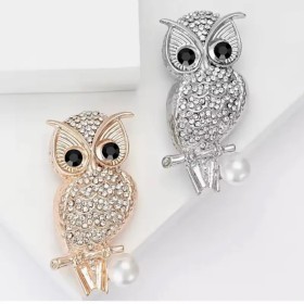 bijou hibou aspen avec strass et perle