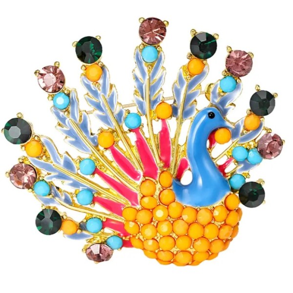 broche paon kani émaillée