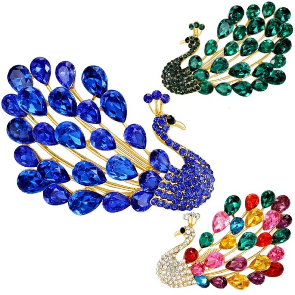 broche elaris en forme de paon majestueux