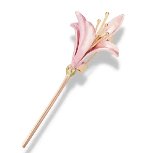 broche en forme de fleur de lys rose "calame"