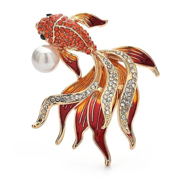 broche poisson rouge gilda avec perle