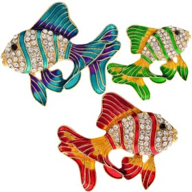 broche poisson "selkie" avec strass et émail