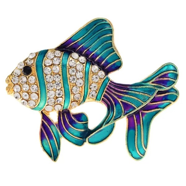 broche bleue selkie en forme de poisson