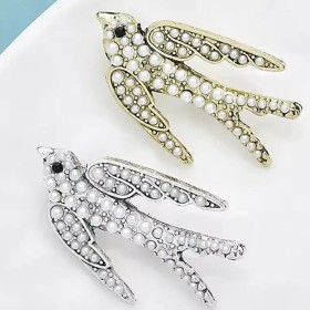 broche hirondelle hirundo avec perles