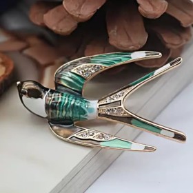 broche oiseau bleu ciel alba