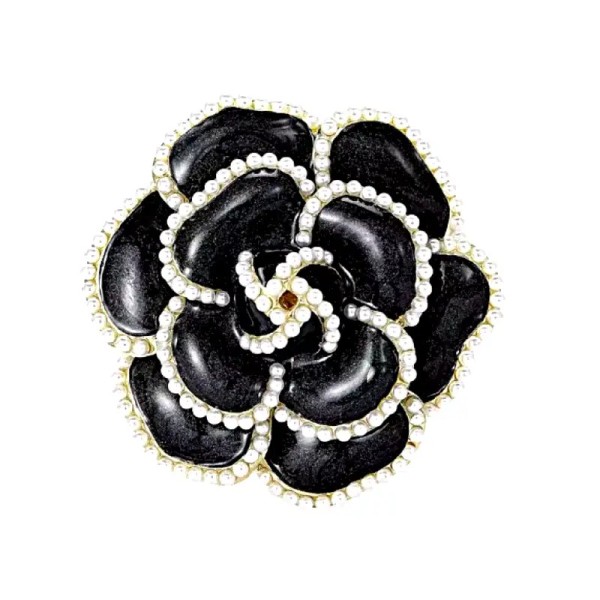 broche fleur noire orane avec perles