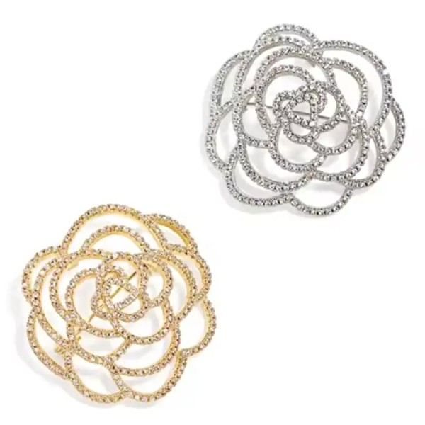 broche camélia sylis avec cristaux