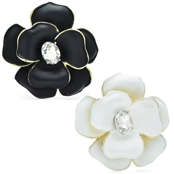 broche camélia coco avec strass et émail