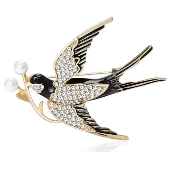 broche dorée strass orel