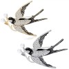 broche hirondelle orel avec strass et perle