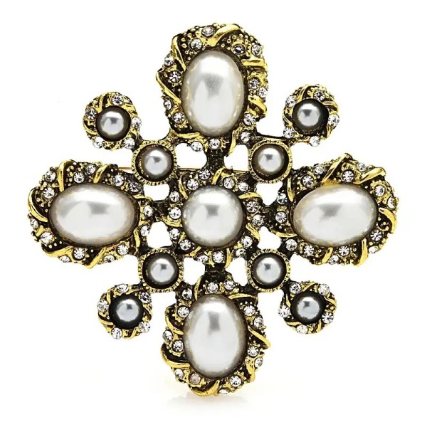broche doréé  théodora avec strass