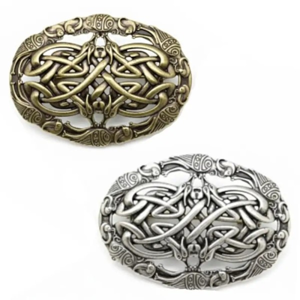 broche viking yggdrasil argentée et bronze