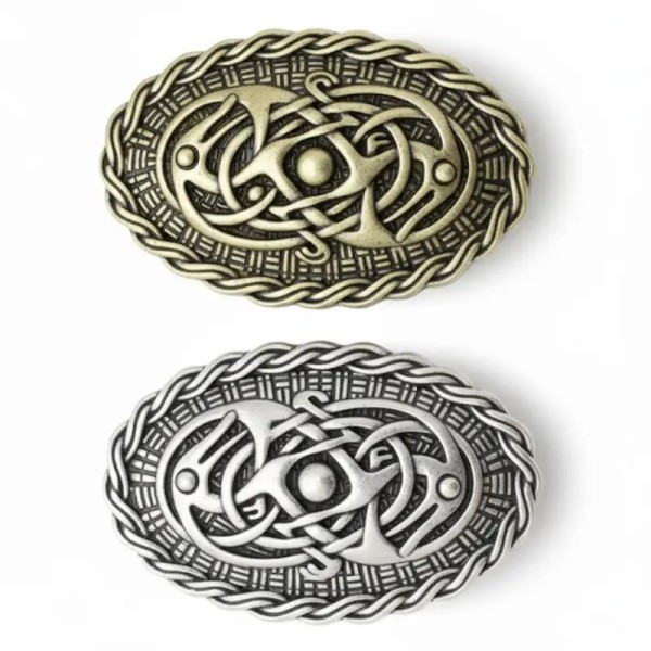 broche viking skjöld argentée et bronze