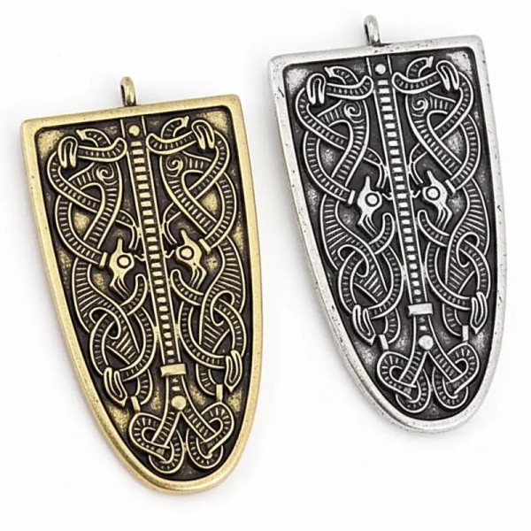 broche viking valhalla argentée et dorée