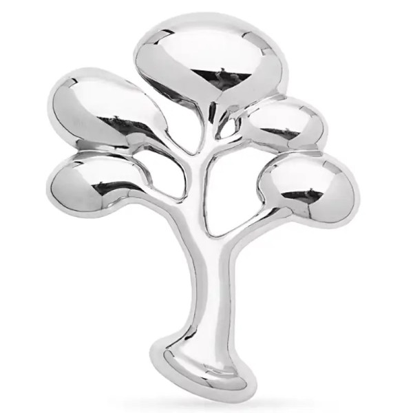 broche argentée gaïa en métal poli
