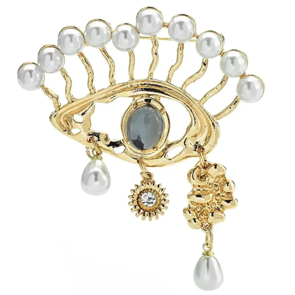 broche oeil marquise avec perles