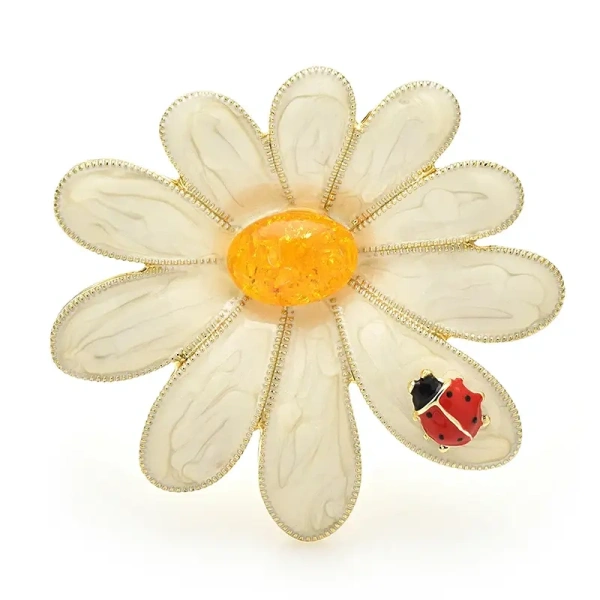broche marguerite coccinella fleur nature