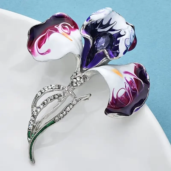 broche mariage fleur léonie émail