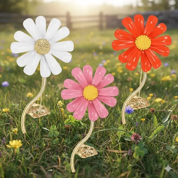 Accessoire mode tendance : grande broche fleur colorée idéale pour égayer une veste en jean ou un gilet