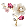 Broche fleur forme branche fleur de prunier avec perles et cristaux colorés modèle Mei