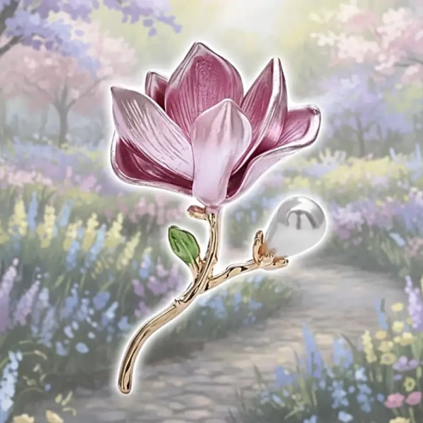 broche fleur rose élégante idéale pour une tenue de mariage ou une veste de tailleur