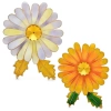 Broche fleur forme marguerite émaillée avec cœur cristal jaune modèle Margot