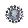 broche bijou Stella – portrait victorien femme strass bleu