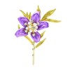 Broche fleur de lys Edelis violette avec cœur de perles et branches dorées