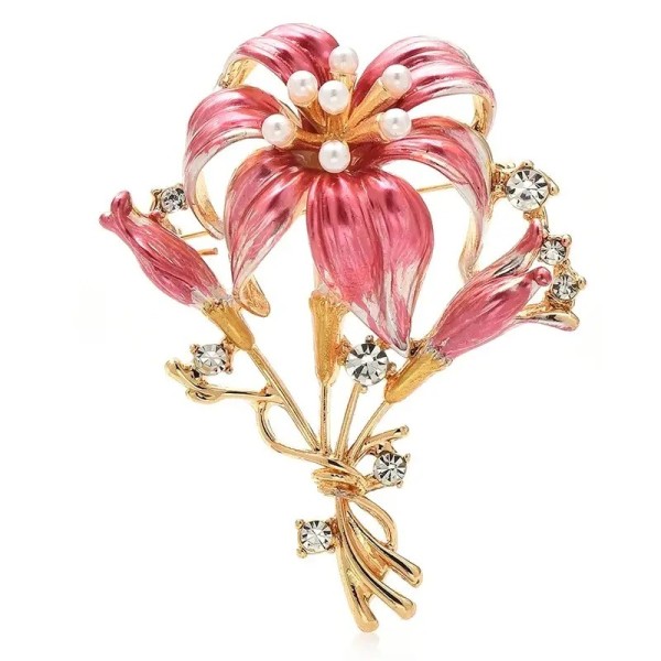 broche fleur de lys isadora couleur magenta pour veste