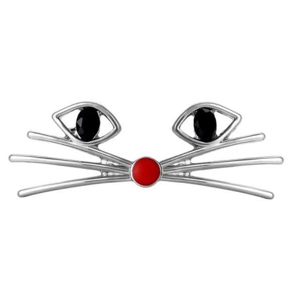 broche argentée en forme de minou kyo