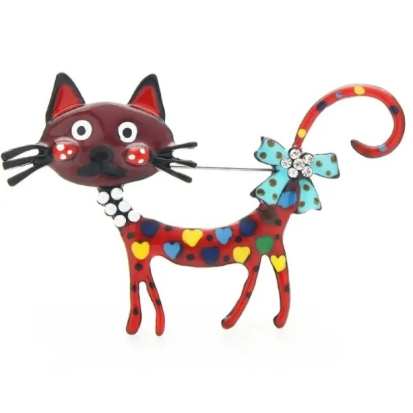broche chat rouge gribouline vue face