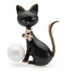 broche chat noir ciara avec perle blanche