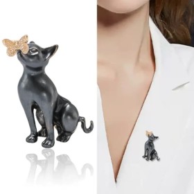 broche bijoux chat lurian avec strass