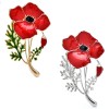 broche coquelicot rouge stemma doré et argenté