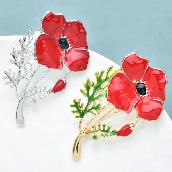 broche rouge stemma avec émail