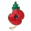 broche coquelicot rouge avec feuille verte poppy