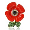 broche fleur coquelicot eryel avec feuilles vertes