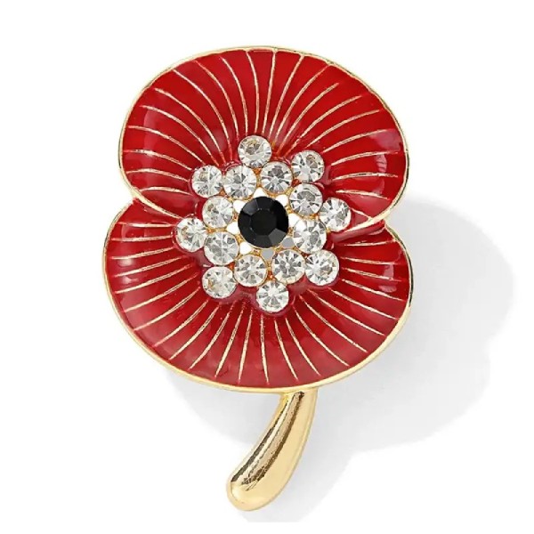 broche fleur coquelicot ashen émail rouge