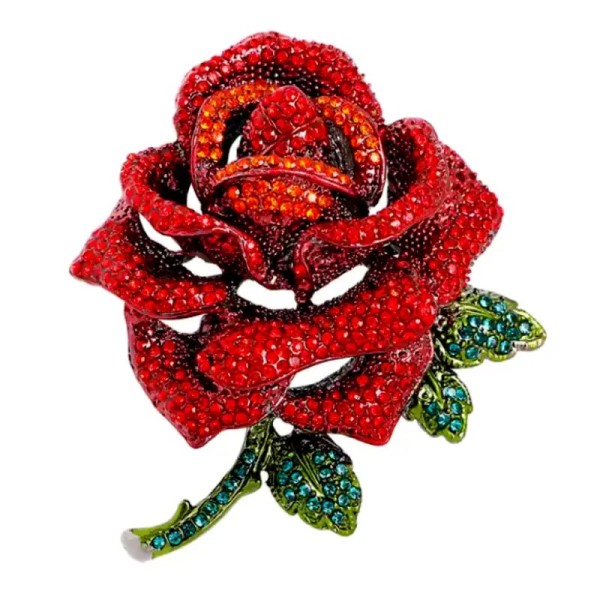 broche fleur rose rouge lina avec strass