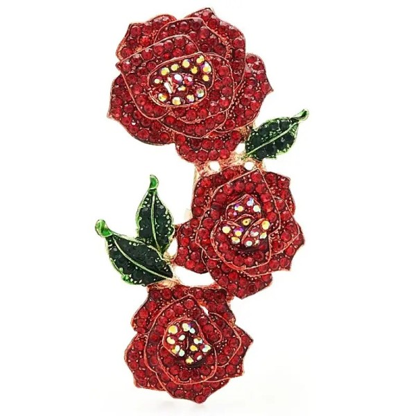 broche roses rouges hazel avec cristaux
