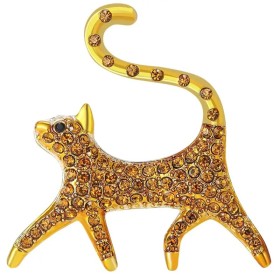 broche dorée meyra en forme de chat